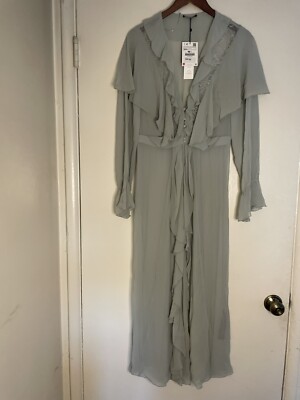 Zara Satin Lingerie Dress With Ruffle Details Size | XS-SMALL |