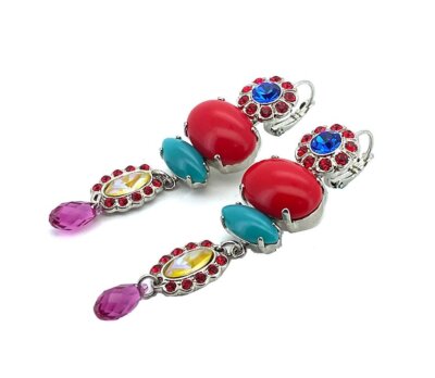 Earrings by Mariana Pretty Woman Coll. Siam, Blue, Red Coral, Turquoise, Fuch...