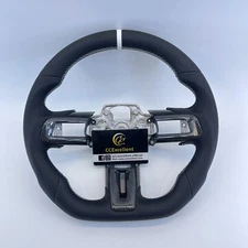 Black Smooth Leather Steering Wheel Fit For Ford Mustang GT 2018-2023