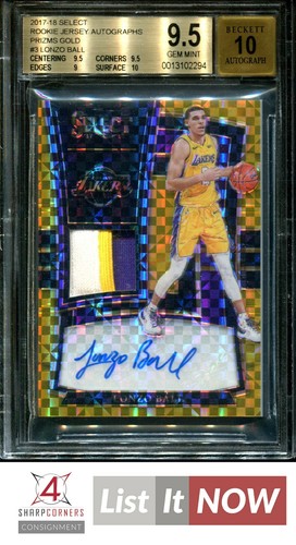 2017 Panini Select Basketball Gold Lonzo Ball #3 PSA 9