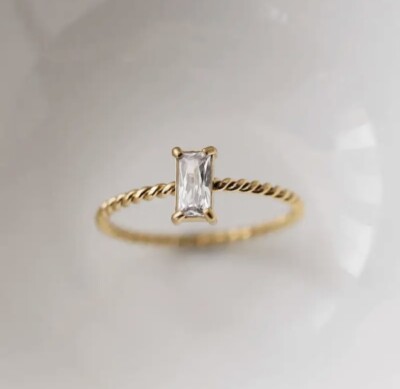 14k GOLD PLATED CZ CUBIC ZIRCONIA RING ENGAGEMENT