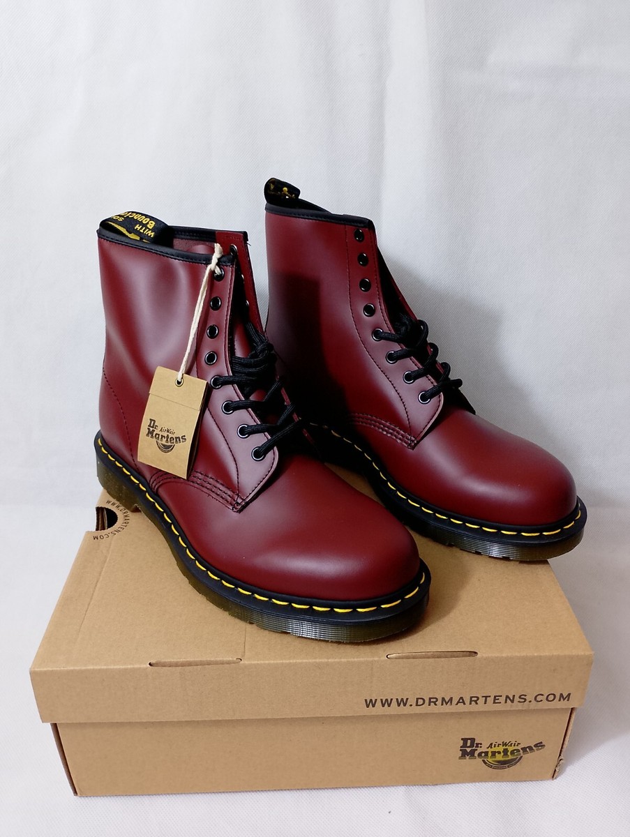 Martens Ankle Boots 1460 Lace-Up Leather Cherry Red Smooth