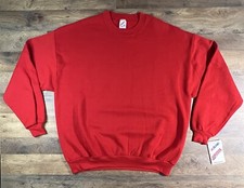 Vintage 90s NWT Deadstock Jerzees Blank Sweatshirt Crewneck Made In USA Red 2XL.