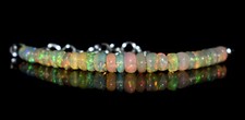 Solid 925 Sterling Silver Natural Ethiopian Opal Gemstone Beads 7"Bracelet F1924