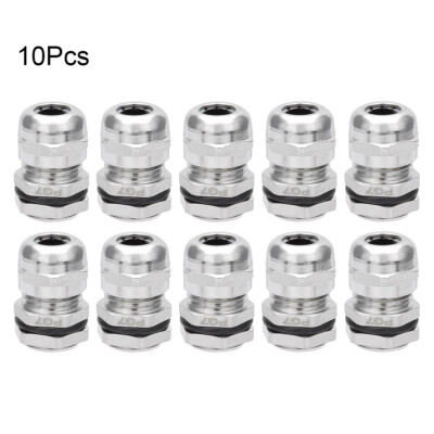 10stk PG7 Metall Wasserdicht Kabelverschraubung Kontermutter für Ø 3-6,5mm Draht