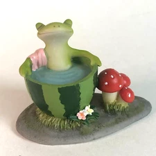 Mini Frog Miniature Fairy Garden Figurine Hot Tub Red Toadstools Mushrooms