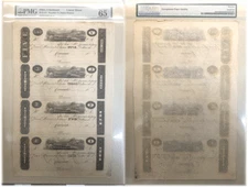 1810's Cincinnati $1/$2/$3/$5 Post Note 4 Note Uncut Sheet PMG 65 Gem Unc EPQ