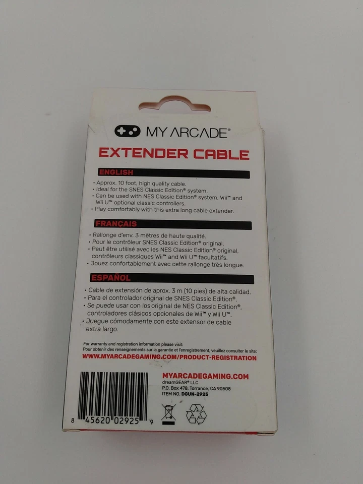 My Arcade Extender Cable 10 Foot Cable For NES Classic Edition or Wii/Wii U - Image 2 of 2