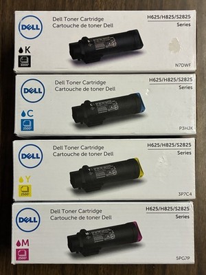 Dell Genuine Toner Cartridge Set H625/H825/S2825 Black Cyan Magenta Yellow Laser