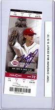 Tony Cingrani Signed Autographed Ticket Reds MLB Debut 9-9-12 JSA AX25496