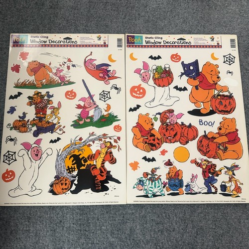 VTG Disney Classic Winnie The Pooh Halloween Window Clings Tigger Piglet Eeyore