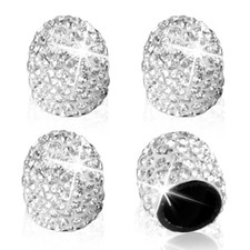 ZIMISI 4PCS Crystal Rhinestone Tire Valve Caps, Dustproof Tire Valve Stem White