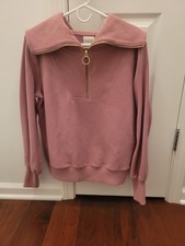 Varley Vine Half Zip Ribbed Oversized Pullover in Light Mauve, Women's Size XS