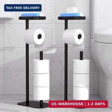 Kitsure Metal Toilet Paper Holder Free Standing, Medium - 2 Pack, Black