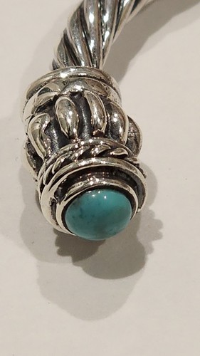 Bracciale donna vintage Messico argento sterling 925 cavo turchese braccialetto - Foto 4 di 13