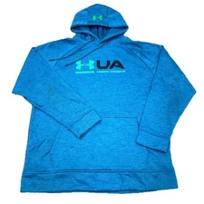 Under Armour Hoodie Men Medim Blue Sweatshirt Sweater Performance Teal Adult *