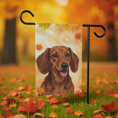 Fall Colors Dachshund Garden Flag Double Sided 12x18 24x32 Outdoor