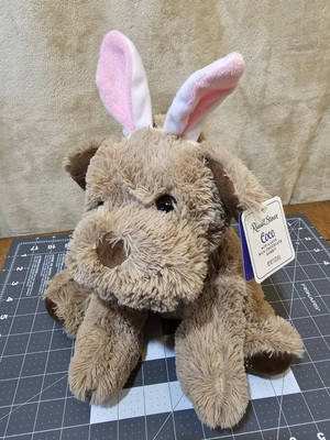 Russell Stover Puppy Dog Plush Easter Bunny Rabbit Ears 12'' Stuffed Animal Toy