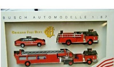 US : 3er Set '' CHICAGO  Fire Department '' # limit !# 1:87=H0 # Busch# 49927