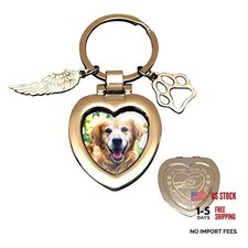 Heart Photo Locket with Magnetic Pet Memorial Keychain for Loss of Dog Cat