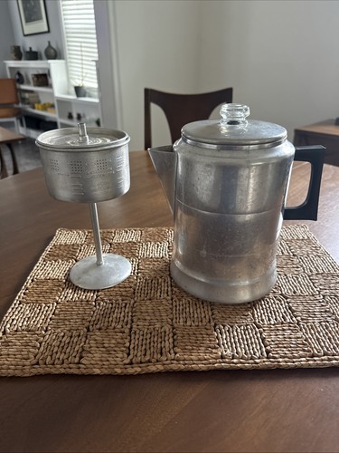 Vintage Comet Aluminum 14 Cup Camping Coffee Pot / Percolator 8" x 6"
