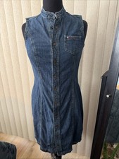 Vintage Tommy Hilfiger Denim Shirt Dress Womens 4 Blue Snap Front Y2K 90s