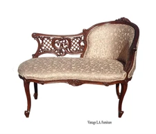 Vintage French Louis Style Rose Settee Chase Lounge ~ Two Seater