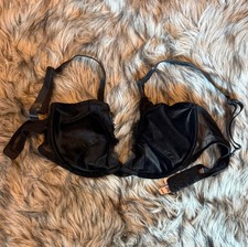 Victoria's Secret Black Velvet Eyelash Lace Unlined Demi Bra 36C