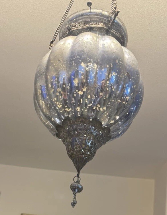 Silver Color Chandelier Large, One Tea-light Insert