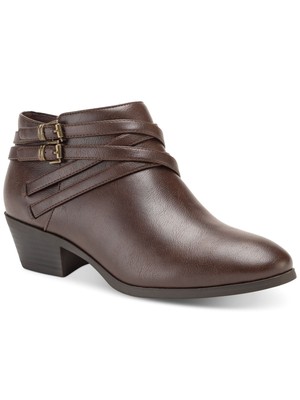 STYLE & COMPANY Womens Brown Willoww Round Toe Block Heel Zip-Up Booties 7.5 W