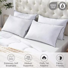 EGYPTIAN COTTON PILLOWS PAIR HOTEL RANGE AIRCON FIBRE 900g FILL MEDIUM FIRM