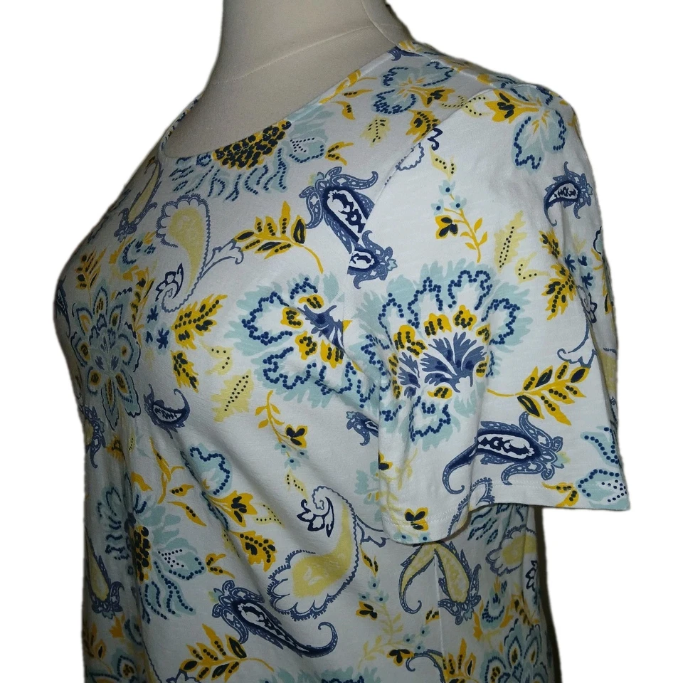 Denim Co Mujer 1X Paisley Floral Túnica Manga Corta Boho Top Multicolor A393384 Foto 4 de 4