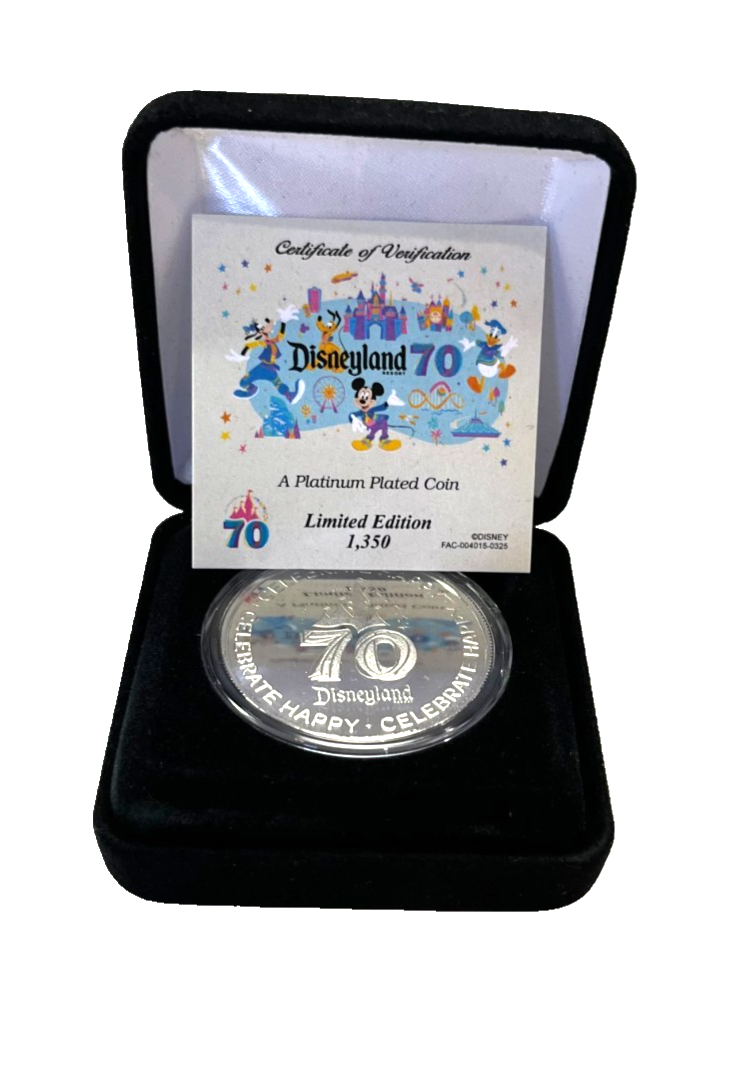 ディズニー70周年記念プレート Disneyland 70th Anniversary Limited Edition Platinum Plated Coin