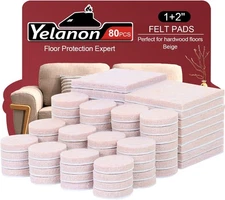 Yelanon Felt Furniture Pads for Hardwood Floors -80 Pcs Premium 80pcs Beige 