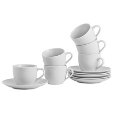 12 Piece Classic White Teacup & Saucer Set - 200ml