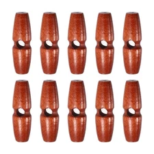 10pcs Wooden Toggle Buttons 35mm Single Hole Olive Sewing Button, Red Coffee