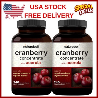 2 Pack Cranberry Pills 36,000mg with Acerola, 480 Total Veggie Capsules | 100:1