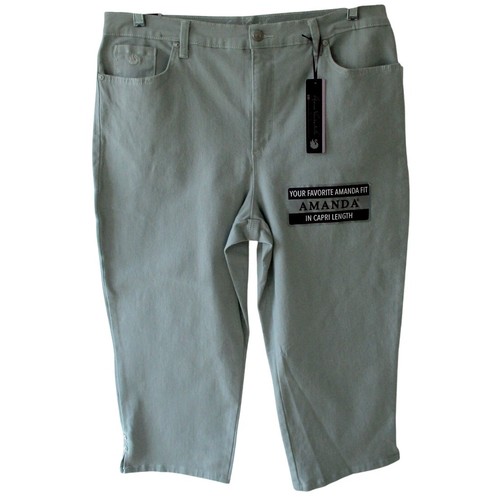 Gloria Vanderbilt Women's Gray Mid Rise Stretch Capri Pants NWT Size 14