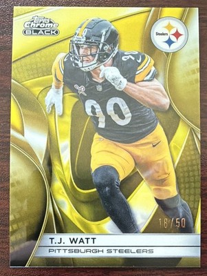 Topps 2025 Chrome Black T.J. Watt #85 Pittsburgh Steelers Serial Numbered 18/50