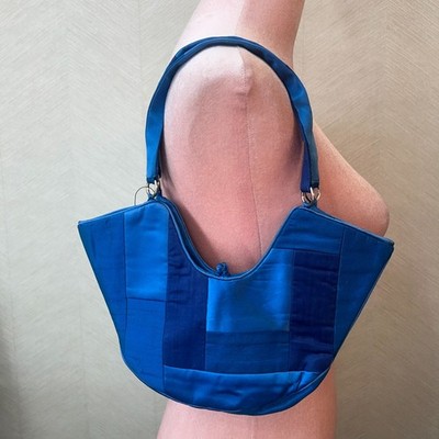 DKNY Electric Blue Amish Quilt Patchwork Cloth Shoulder Bag Womens Small NWT
