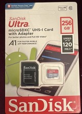 SanDisk Ultra 256GB micro SDXC UHS-I, 120MB/s R, Memory Card with adapter