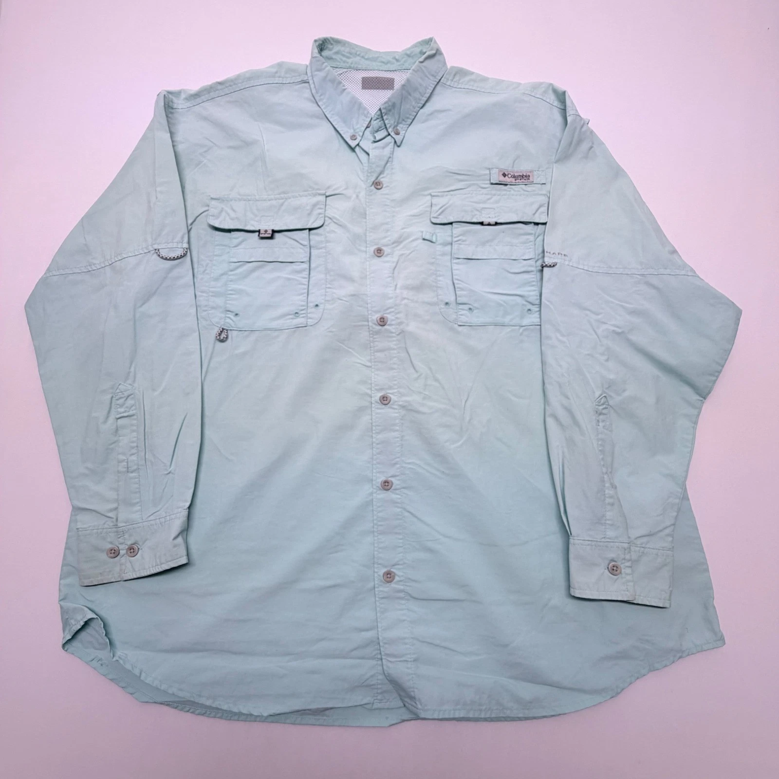 Columbia PFG Bahama II Long Sleeve Fishing Shirt Mint Green Mens XL