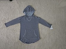 T By Talbots 3/4 Sleeve Indigo Navy Blue Striped Pullover Sweatshirt Size XS NWT