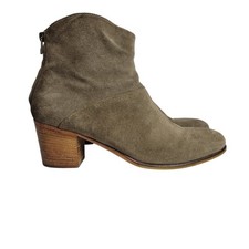 Italeau Woman's Tan Suede Leather Boots Booties - 41  US 10 - Made in Italy