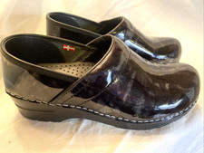 Sanita The Original Danish Clogs Black Silver Marble Size 7.5 38 