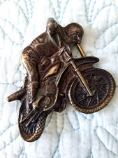 Motocross Dirt Bike With Rider Brass Vintage Belt Buckle Motorcycle 70s 80s