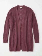 Women s Size Large Plum Purple Open Front Lon...