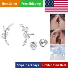 Hypoallergenic G23 Implant Grade Titanium Screw Back Earrings Tragus 20G Heli...