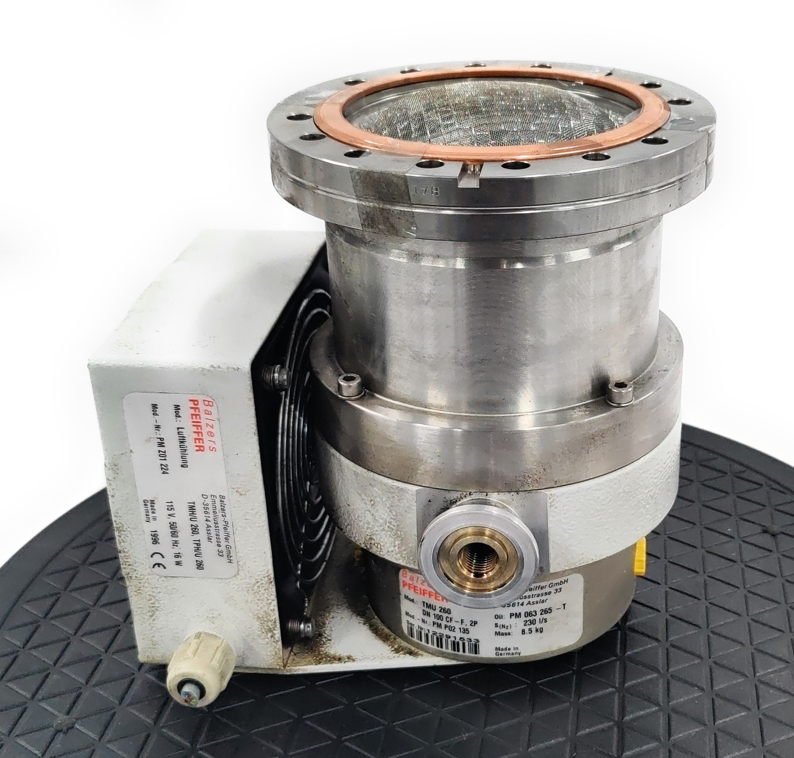 Pfeiffer TMU 260 DN 100 CF-F Turbo Molecular Vacuum Pump w/ Fan 230 l/s PMP02135