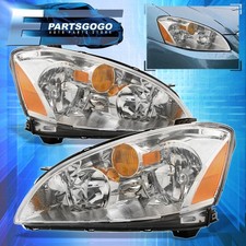 For 02-04 Nissan Altima Jdm Replacement Headlights Lamps Leftright Chrome Amber